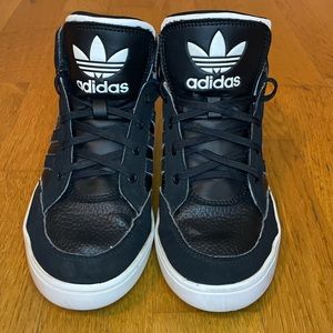 Red, black, and white kids Adidas